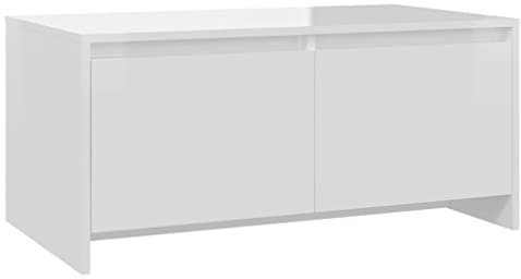vidaXL Soffbord vit högglans 90x50x41,5 cm konstruerat trä, vardagsrumsbord, småbord, sido bord, avlastningsbord, soff bord, avlastnings bord