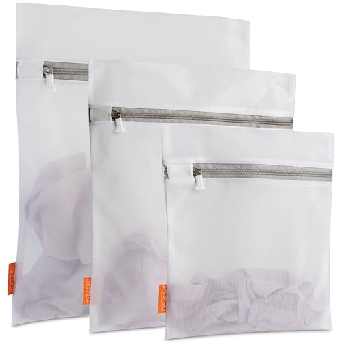Polecasa Mesh Laundry Bags 3 Pack (Large, Medium, Small) - Durable Zipper Wash Bags for Delicates, Lingerie, Bras, Underwear, Baby Clothes - Protect Garments in Washing Machine