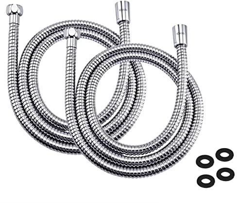 Klabb 59-Inch Stainless Steel Shower Hose Extension (2 Pack) – Flexible, Durable Handheld Shower Head Hose Replacement with Brass Connectors, Leak-Proof, Anti-Kink & Easy Installation(2 pack)