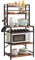 YMYNY Estantería de Cocina, Estantería de Panadería, para Microondas, Botellero Regulable en Altura, Marcos Metálicos, Estilo Industrial, 58 x 39 x 144CM, Marrón Rústico HBR003H