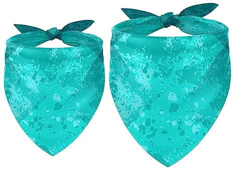 Hundehalstücher im 2er-Pack, dreieckiger Haustierschal, transparenter Chiffon-Stoff, Halstuch für kleine, mittelgroße und große Hunde und Katzen,Modernes Türkis Grün geometrisches Muster