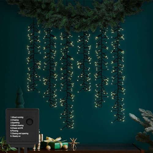 ECD Germany LED Lichterkette Lichtervorhang mit 480 LEDs, Warmweiß, Lichternetz mit 8 Modi + Timer, 6 Strängen, Innen- und Außenbereich IP44, strombetrieben, Weihnachtsbeleuchtung Eiszapfen Eisregen