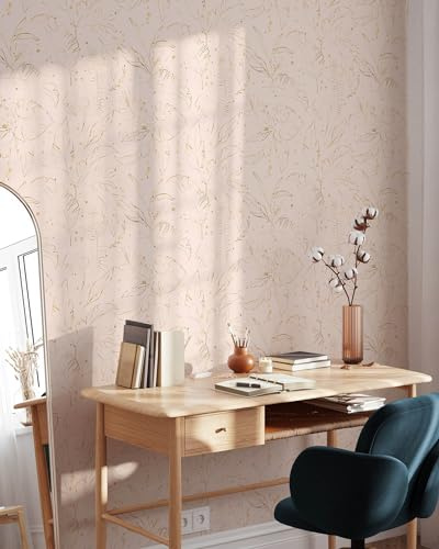 Coloritto Gold Blush Tropical Wallpaper | Removable Self Adhesive Exotic Botanical Wallpaper | Tropical Peel & Stick Wallpaper (Sample 12 W x 8 H)