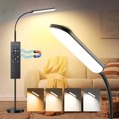 Marctronic Lampada LED da Terra Moderna, 18W 1800LM Piantana da Salotto con Telecomando & Tocco, Design Flessibile a Collo d'Oca, Protezione Occhi, Lampada Alta da Salotto per Camera da Letto, Ufficio