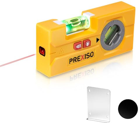 PREXISO 2-in-1 Laser Spirit Level, Mini Torpedo Level with LED Light, Rotatable Magnetic Pocket Leveler & 10m Laser Leveler Tool for Hanging Picture, Wall Marking Painting, House Decoration