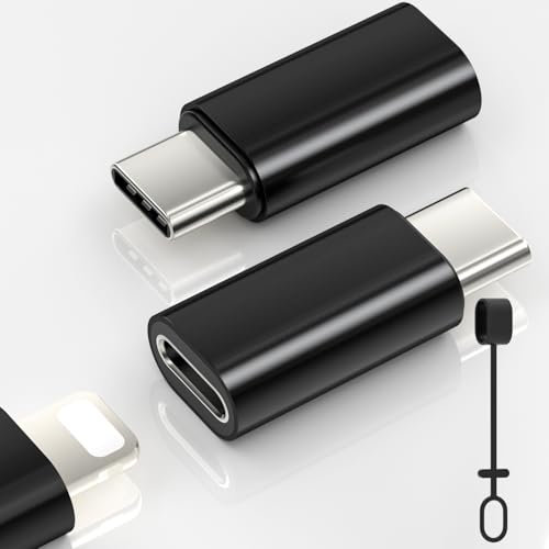 Zestiq 2 Pack Adapter Lightning auf USB C für iPhone 16/16 Pro/16 Pro Max/16 Plus/15/15 Pro, Samsung S24/S23, iPad, Unterstützung von Laden und Datenübertragung, Nicht für Audio/OTG/Kopfhörer-schwarz