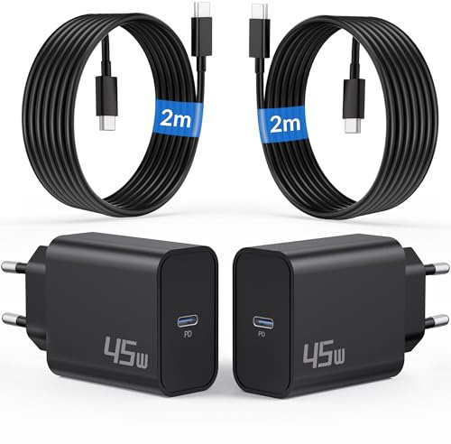 45W Ladegerät USB C Schnellladekabel für Samsung Galaxy S26 Ultra S25 S24 | Super Fast Charger, USBC Schnelladegerät, GaN PPS Netzteil Adapter, 2M Ladekabel für S23 FE 5G A57 A56, Note, Tab, 2-Pack