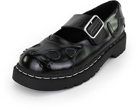 T.U.K. Anarchic Mary Jane Kitty - Scarpe da Donna - Colore Tutto Nero - Taglia EU40