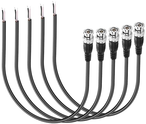 PNGKNYOCN BNC Cavo Pigtail 75 Ohm Bnc maschio su cavo nudo, 25 cm Q9 Terminal Cavo di prolunga coassiale per telecamera CCTV Terminal Adpater (confezione da 5) (maschio)