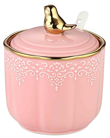 Sucrier avec couvercle et cuillère, 350 ml pour bar à café, sucrier en céramique