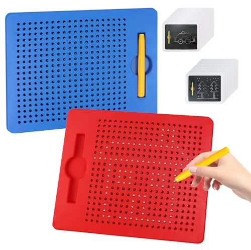 2Pcs Magnetische Zeichenbretter, Magische Magnetspiel für Kinder Ab 3 Jahre | Magnetisches Stahlkugel Zeichenbrett mit Stift, Reißbrett für Kritzel, Reise Pädagogische Magnetspiel Geschenke