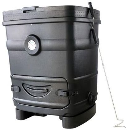 Compostera para Exterior, Aislada Y con Sistema De Ventilación, De Gran Capacidad, con Termómetro Y Varilla para Voltear El Compost, Ideal para Jardín, Cocina Y Patio