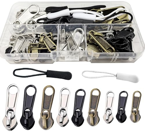 40 Pcs Metal Zipper Head for Nylon Coil Zipper, Zipper Pull Replacement