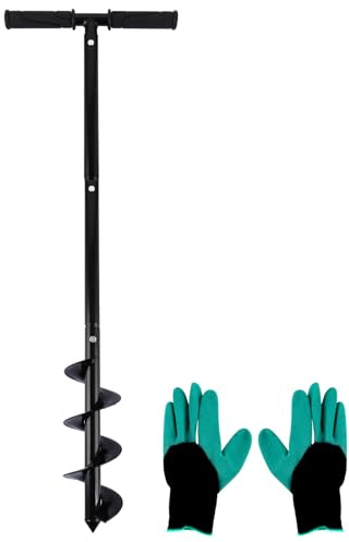 APACALI 1 tarière manuelle réglable de 60 à 85 cm avec poignée antidérapante amovible, tarière pour visseuse sans fil, pour planter des poteaux de clôture, des plantations