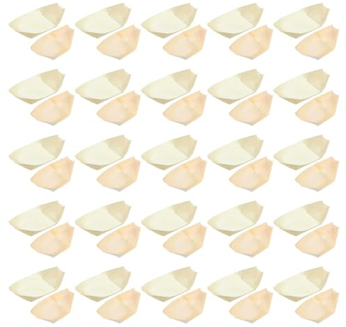 FUNOMOCYA 200 Piezas De Bandejas De Madera Para Sushi Sándwiches Y Hamburguesas Con Forma De Kayak Incluyen Platos De Madera Para Mini Sushi Aperitivos Y Tacos