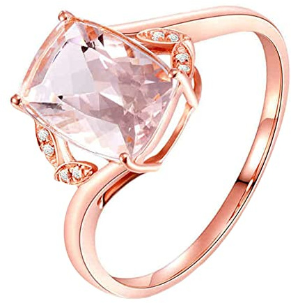 Kvinnor 18K Ring, 4 Claws Square 1.85ct Morganite med diamantring för finger
