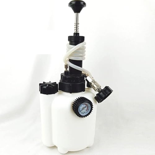 Klanata Manual Brake Fluid Replacement Tool and Oil Filling System with 3L Capacity and Double Scale Pressure Gauge, 0-85 PSI, Compatible with E20 Connector Brake Jug Covers with 45.5mm ID