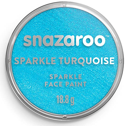 Snazaroo 1118481 Schminkfarbe - Schimmernd Türkis, 18ml Topf - hautfreundliche Gesichtschminke auf Wasserbasis, wasservermalbar, parabenfrei, Face & Bodypaint Farbe für Kinder & Erwachsene