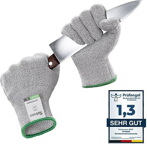 Twinzee Schnittschutzhandschuhe PREMIUM - Hohes Schnittschutz E - Schnittfeste Handschuhe für den täglichen Gebrauch, Küchenhandschuhe - 1 Paar L
