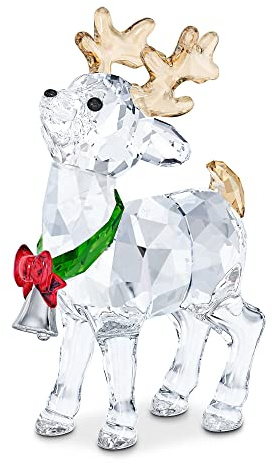 Swarovski Joyful Renna di Babbo Natale, Oggetto Decorativo con Personaggio in CristalliSwarovski e Metallo, Multicolore