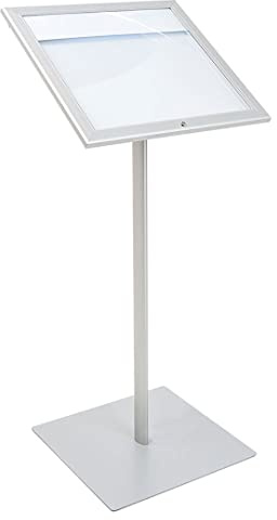 Danieli Store - Expositores de Pie 2xA4 para Exterior. Soporte Para Menu de Aluminio con Llave. Atril para Tiendas y Restaurantes. Porta Menu Exterior con y sin Luz LED Con Panel Personalizable