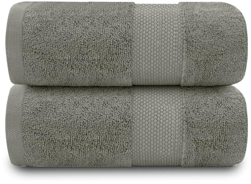 GC GAVENO CAVAILIA Extra Large Bath Sheets Pack of 2, Charcoal, 90x140 Cm | 700 GSM, 100% Cotton, Fast Absorbent, Lightweight and Comfort, For Bathroom, Spa, Gym & Beach