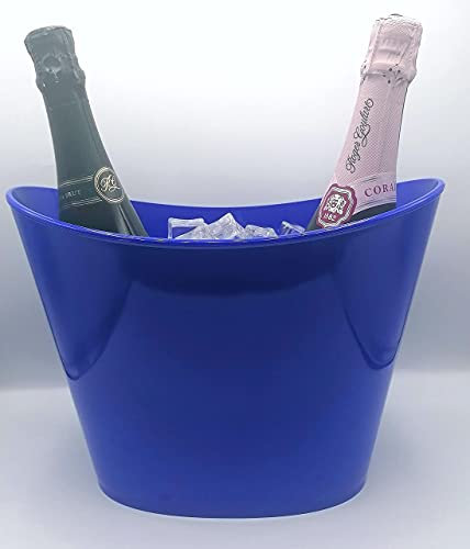 Cubitera, Champanera Fresh color Azul, ideal para 2 botellas 75cl, botella Magnum o 6 botellines de cerveza, refrescos o agua. Hecha en Polipropileno, muy Resistente. (azul)
