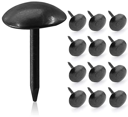 Auvotuis 200 Stück 2/7 Zoll (7 mm) schwarze Polsternägel, antike, runde Metallnägel, Möbel-Polsternadeln für Korkplatte, Sofa, Couch, Handwerk, DIY
