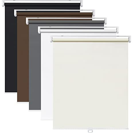 LazBlinds Kabellose Rollos ohne Bohren, 100% Verdunkelungsrollos für Fenster, wärmeisoliert, UV-Schutz, wasserdicht, aufrollbar, 73 cm B x 183 cm H, Weiß