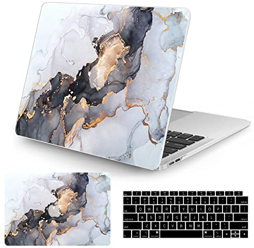 Vozehui Hülle Kompatibel mit MacBook Air 13,6 Zoll 2022 Release A2681 M2 mit Touch ID, Marmormuster Design Schlanke Schutzhülle aus Kunststoff Hartschale & Tastaturabdeckung mit Air 13,6 Zoll