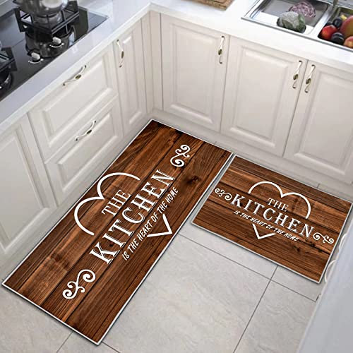 JEFFEL Küchenteppich Teppich Läufer Küchenläufer 2 Stück,küchenläufer Waschbar rutschfest Küchenmatte, Staubdicht Fußmatte für Drinnen, Anti-Müdigkeit Teppichläufer (C, 43x75+43x150cm)