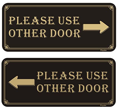 Phyabe Please Use Other Door Sign, 11” x 5” Thick Acrylic Self-Adhesive Modern Design Sign, Easy to Install