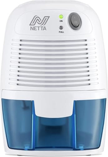 NETTA Dehumidifier 500ml Mini Air Dehumidifier for Damp, Mould, Moisture, Portable and Ultra Quiet for Home, Bathroom, Bedroom, Kitchen, Wardrobe, Basement - Blue [Energy Class A+++]