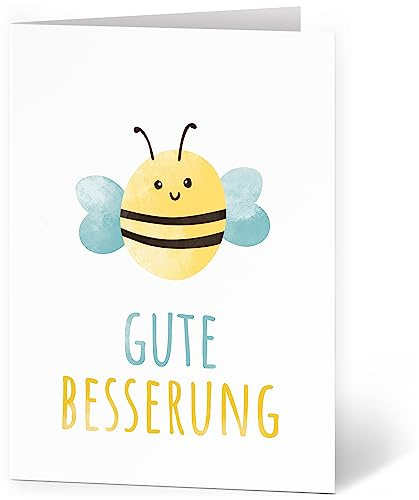 Grußkarte XXL (A4) Gute Besserung Biene mit Umschlag Klappkarte Krank Krankenhaus Extra Groß Maxi Genesungskarte