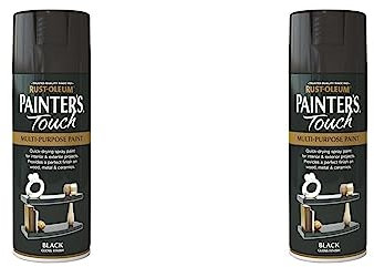 Rust-Oleum AE0040026E8 400ml Painter's Touch Spray Paint - Gloss Black (Pack of 2)
