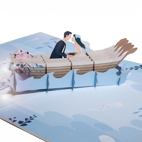 myDreamwork® Traumhafte Hochzeitskarte XL - Hochzeitsgeschenk, Hochzeitsgeschenke für Brautpaar, Geldgeschenk Hochzeit, Hochzeitsgeschenk Geld (20x15cm) Wedding Boat
