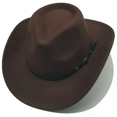 Cowboyhatt dam herr med band cowgirl kostym västernhatt cowboyhattar för kvinnor svart, BRUN, En Storlek