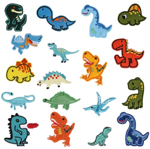 18 stück Dinosaurier Bügelbilder Kinder, Mehrere Stile Aufnäher Kinder, Schön Bügelflicken Kinder für Kleidung Taschen Rucksäcke Zum Aufbügeln Oder Aufnähen Diy Jeans Jacken
