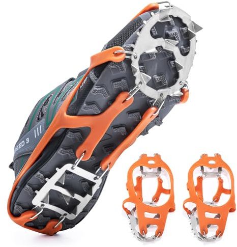 IGnaef Spikes für Schuhe Winter - Grödel für Bergschuhe - Steigeisen mit 18 Nägeln Geeignet für Winterliche Outdoor-Aktivitäten
