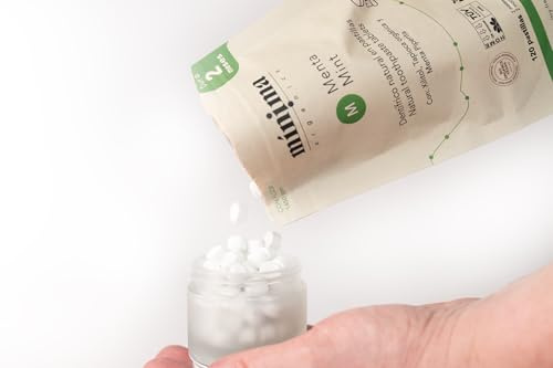 Dentífrico en Pastilla Bio con Flúor - Menta Fresca | Minima Organics | Cuidado Dental Natural y Ecológico | Sin Plástico y Vegano. 120 unidades para 2 meses