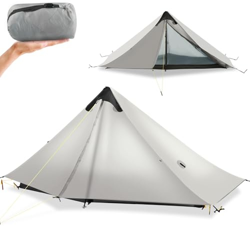 KIKILIVE Ultralätt campingtält New LanShan för utomhusbruk, 1 person tältskydd perfekt för camping, backpacking och vandring grå
