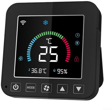 DAZZLEEX para Tuya WiFi Smart Temperatura y Humedad Pantalla a Color Termostato Infrarrojo Termostato Aire Acondicionado Termostato - Negro