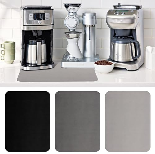 Scettar 3 Piezas Alfombrilla Escurreplatos, 40*30cm Alfombrilla Escurreplatos de Silicona, Tapete De Café Súper Absorbente, Alfombrilla Cafetera Para Cocinas, Vajillas Y Cuberterías, Cafeteras