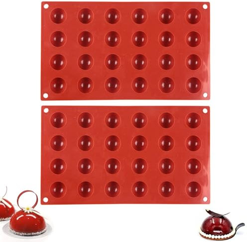 2Pcs Odorless Silicone Mould Hemisphere Mini Durable Semi Sphere Silicone Mold 24 Cavity Chocolate Desserts Baking Mould Half Round Moulds for Making Chocolate