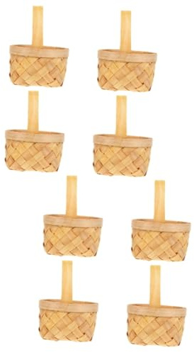 Cabilock Spankörbe Klein 8 Stk Handgeflochtener Korb Hochzeitsdekoration Country Style Bambuskörbe Klein Kleiner Stand Pflanzen Blumentöpfe Tragbarer Korb Holzkorb Aufbewahrungskiste Snack