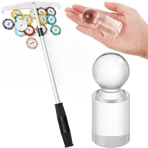 JellyArch Roulette Game Accessory Set – Telescopic Chip Rake and Acrylic Win Marker – Pro Casino‑Style Tool for Roulette Wheel Games, Parties & Game Nights (Adjustable, Clear View)
