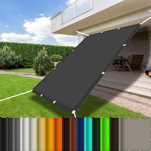 Voile d'ombrage 3.5 x 4 m Facile à Installer à Plier Toile Ombrage Auvent Imperméable pour Jardin/Pergola/Patio Lawn/Pet House, Gris Foncé