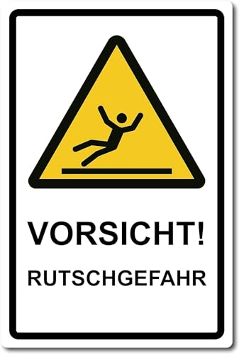 Vorsicht Rutschgefahr Kunststoffschild 30 x 20 cm aus PVC (wetterfest)
