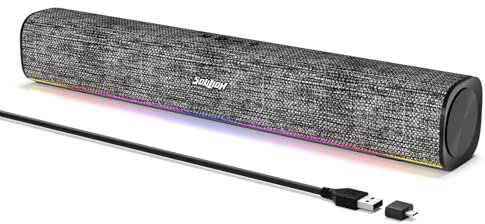 SOULION R100 PC Speakers, Bluetooth Computer Speakers with Dynamic Lighting Sync with Music Beats, PC Soundbar for Desktop, Laptop, USB Powered(USB-C Adapter Included)