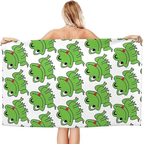 okoikfc 3D Strandtuch 70x150 cm Frosch Badetuch Groß Frosch Microfaser Handtücher Weich Schnell Trocknen Strandhandtuch Herren Frauen Badetücher, Strandtücher Strandlaken Handtuch A1794